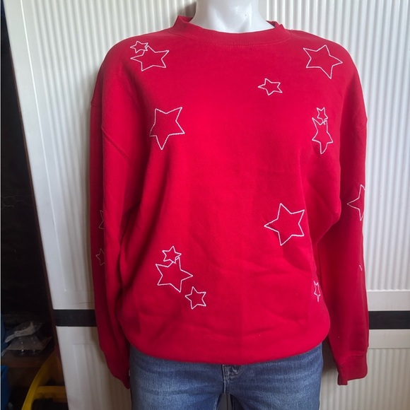 Reflex Red Star Pattern Crew Neck Sweater - Picture 1 of 2